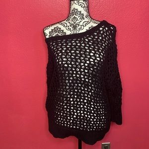 Wide neck lane Bryant fishnet knit sweater offshou